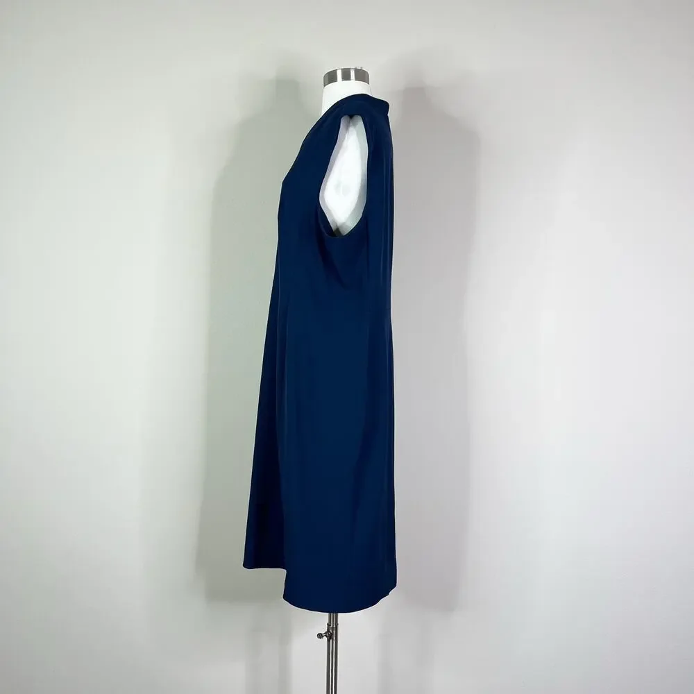 NEW MM LaFleur | Aditi Blue Tailored V Neck Sheath Workwear Minimalist Dress 16 - Picture 7 of 9